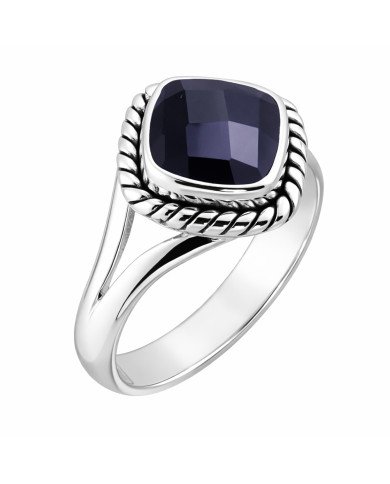 Black Onyx Silver Ring Natural Gemstone Ring