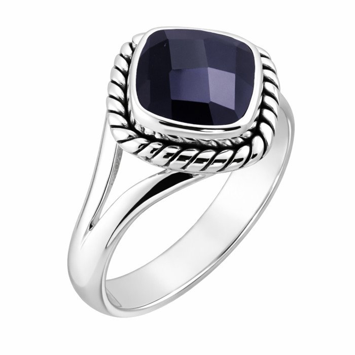 Black Onyx Silver Ring Natural Gemstone Ring