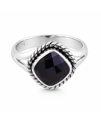 Black Onyx Silver Ring Natural Gemstone Ring