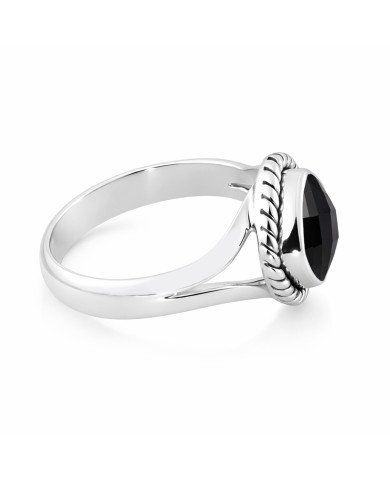 Black Onyx Silver Ring Natural Gemstone Ring