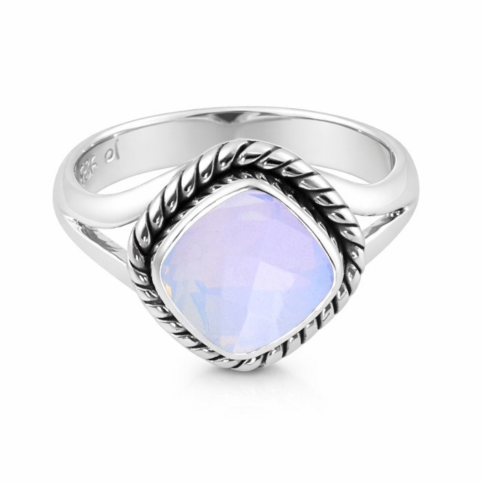 Sterling Silver Opal Aura Quartz Ring