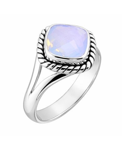 Sterling Silver Opal Aura Quartz Ring