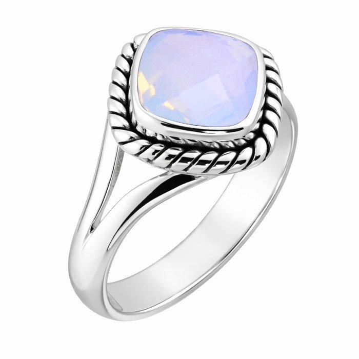 Sterling Silver Opal Aura Quartz Ring