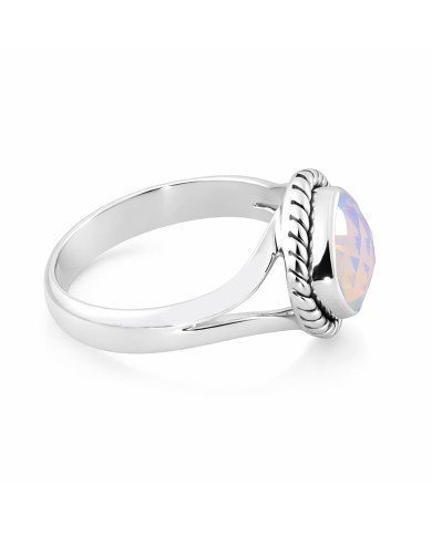 Sterling Silver Opal Aura Quartz Ring