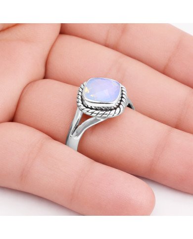 Sterling Silver Opal Aura Quartz Ring
