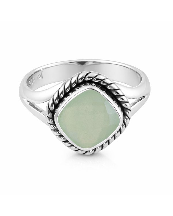 Mint Chalcedony Sterling Silver Solitaire Ring