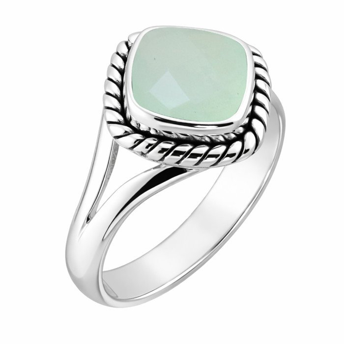 Mint Chalcedony Sterling Silver Solitaire Ring