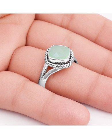 Mint Chalcedony Sterling Silver Solitaire Ring