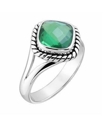 Natural Green Quartz Sterling Silver Handmade Ring
