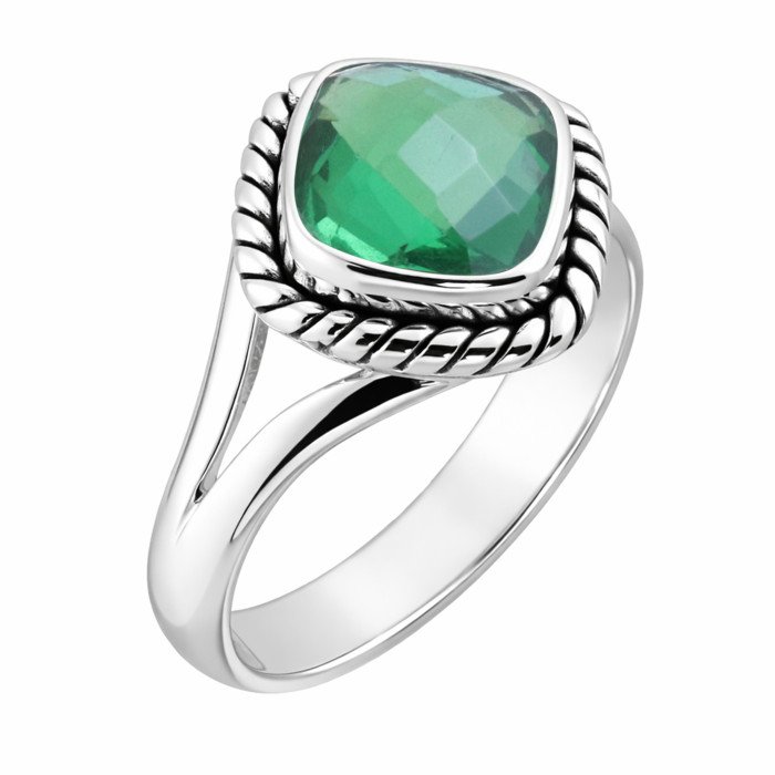 Natural Green Quartz Sterling Silver Handmade Ring