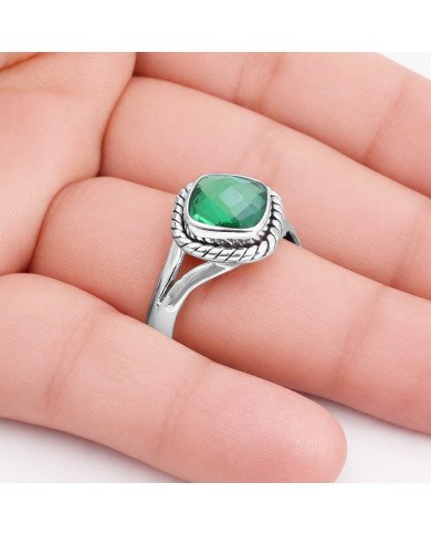 Natural Green Quartz Sterling Silver Handmade Ring