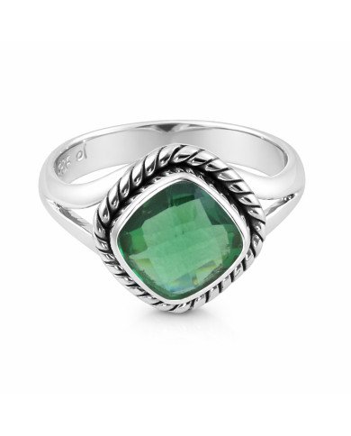 Natural Green Quartz Sterling Silver Handmade Ring