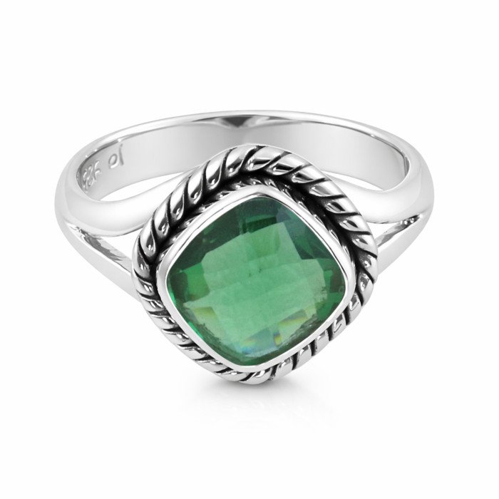 Natural Green Quartz Sterling Silver Handmade Ring