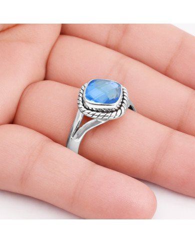 Blue Quartz Sterling Silver Handcrafted Ring