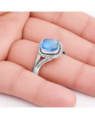 Blue Quartz Sterling Silver Handcrafted Ring