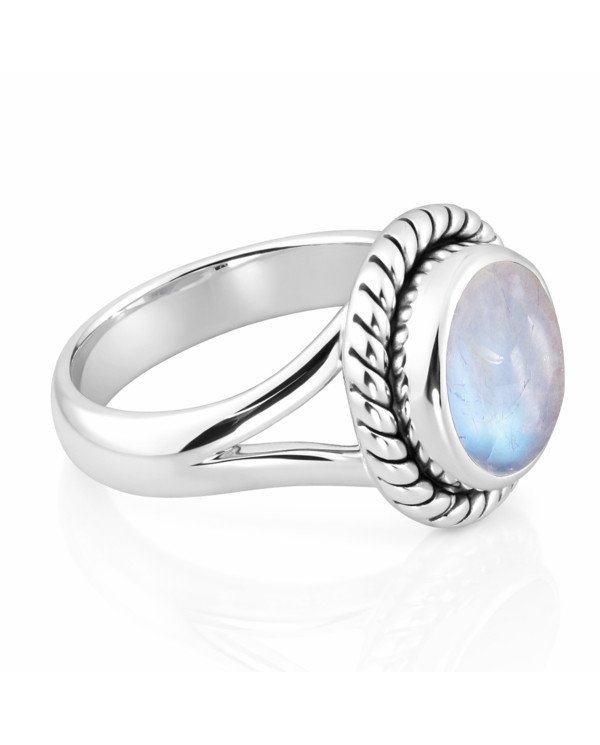 Rainbow Moonstone Sterling Silver June Birthstone Ring