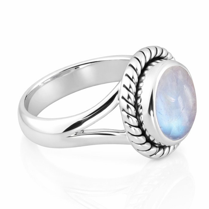 Rainbow Moonstone Sterling Silver June Birthstone Ring