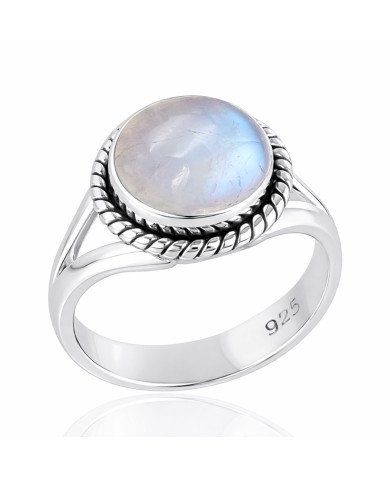 Rainbow Moonstone Sterling Silver June Birthstone Ring