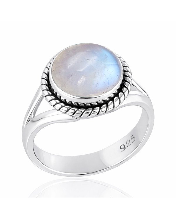 Rainbow Moonstone Sterling Silver June Birthstone Ring