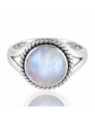 Rainbow Moonstone Sterling Silver June Birthstone Ring