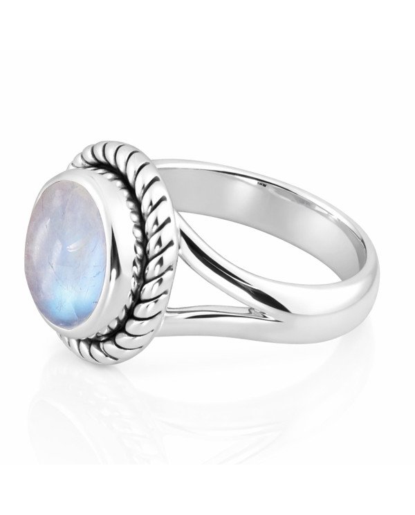 Rainbow Moonstone Sterling Silver June Birthstone Ring