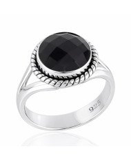 Black Onyx Sterling Silver Solitaire Gemstone Ring