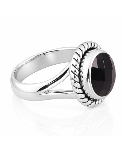 Black Onyx Sterling Silver Solitaire Gemstone Ring
