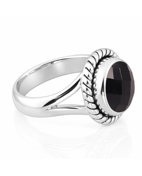 Black Onyx Sterling Silver Solitaire Gemstone Ring