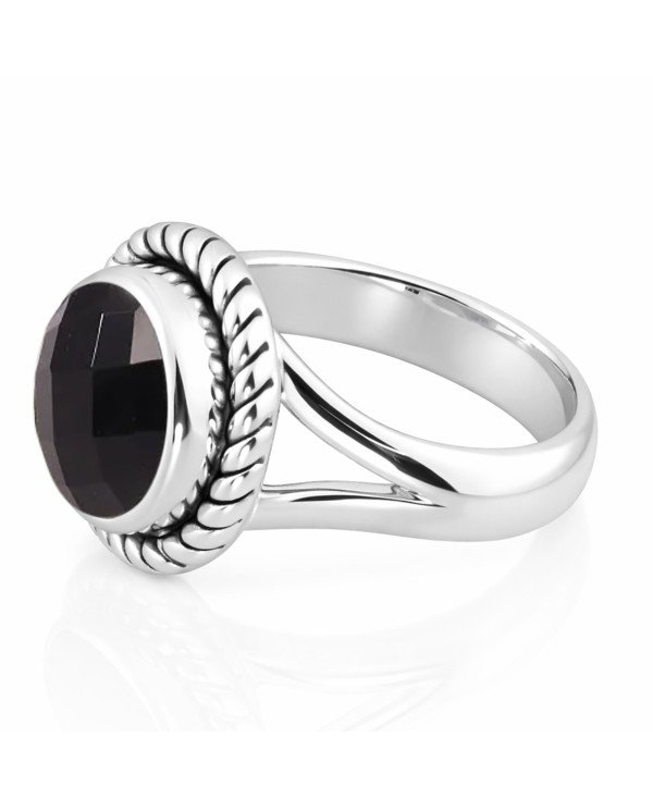 Black Onyx Sterling Silver Solitaire Gemstone Ring