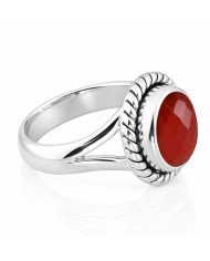 Red Onyx Solitaire Sterling Silver Ring