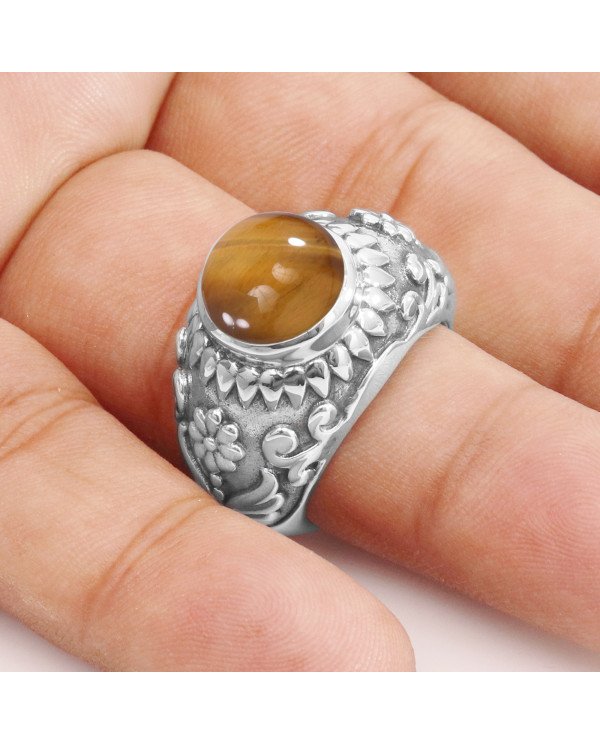Tiger Eye Ring 925 Sterling Silver Ring Men’s Silver Ring