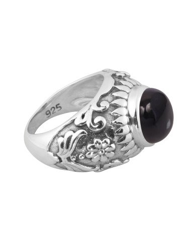 Natural Black Onyx Ring Men’s Ring 925 Sterling Silver Ring