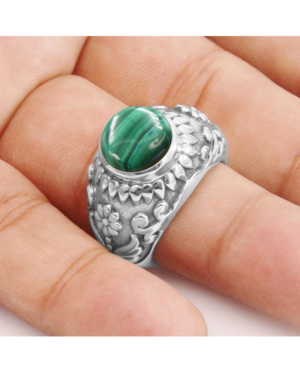 Sterling Silver Malachite Ring For Women