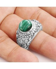Sterling Silver Malachite Ring For Women