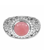 October Birthstone Silver Pink Opal Ring