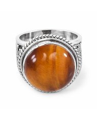 Tiger Eye Ring 925 Sterling Silver Ring Solitaire Gemstone Ring