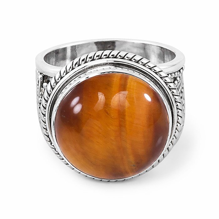 Tiger Eye Ring 925 Sterling Silver Ring Solitaire Gemstone Ring