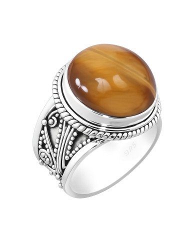 Tiger Eye Ring 925 Sterling Silver Ring Solitaire Gemstone Ring
