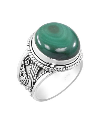 Malachite Ring Classic Solitaire Ring Natural Gemstone Ring