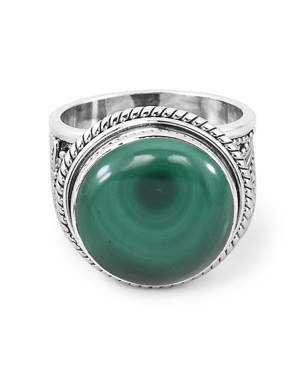 Malachite Ring Classic Solitaire Ring Natural Gemstone Ring