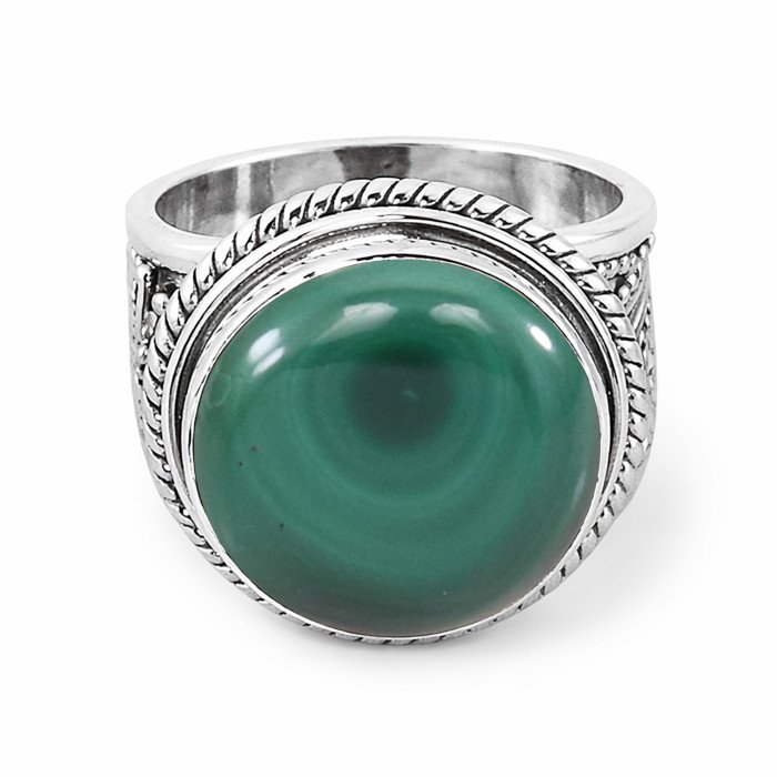 Malachite Ring Classic Solitaire Ring Natural Gemstone Ring