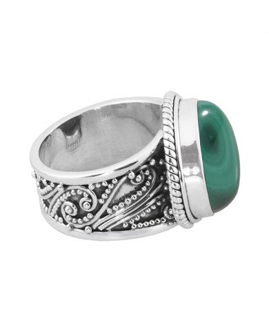 Malachite Ring Classic Solitaire Ring Natural Gemstone Ring