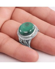 Malachite Ring Classic Solitaire Ring Natural Gemstone Ring