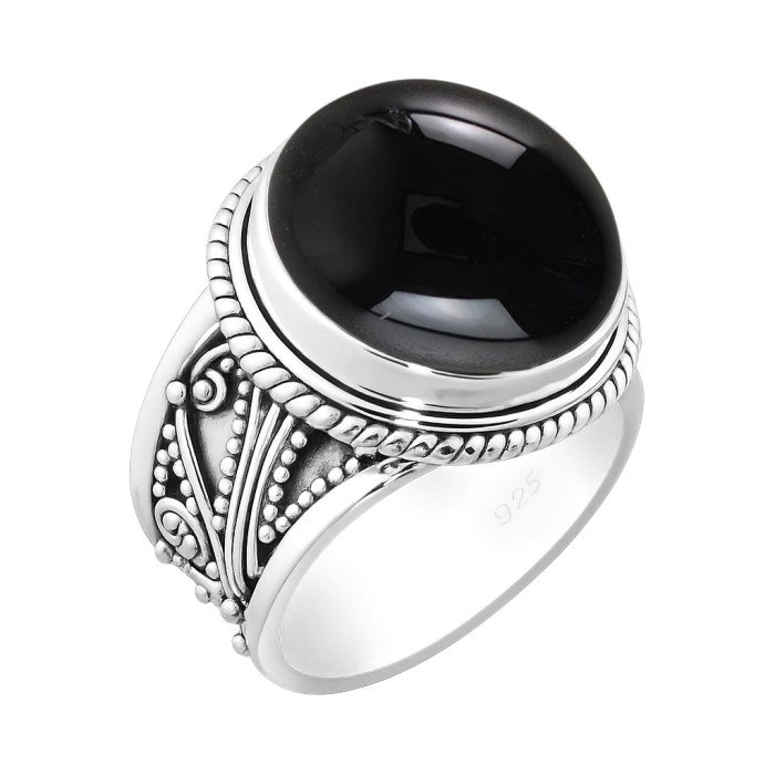 Black Onyx Ring 925 Sterling Silver Ring Solitaire Silver Ring