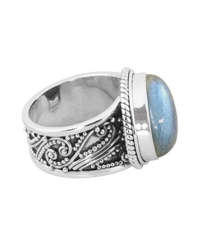 Sterling Silver Natural Labradorite Ring