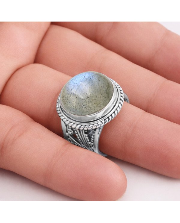 Sterling Silver Natural Labradorite Ring
