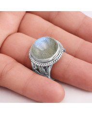Sterling Silver Natural Labradorite Ring