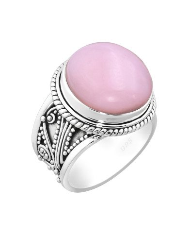 Pink Opal Ring Classic Solitaire Ring Natural Gemstone Ring