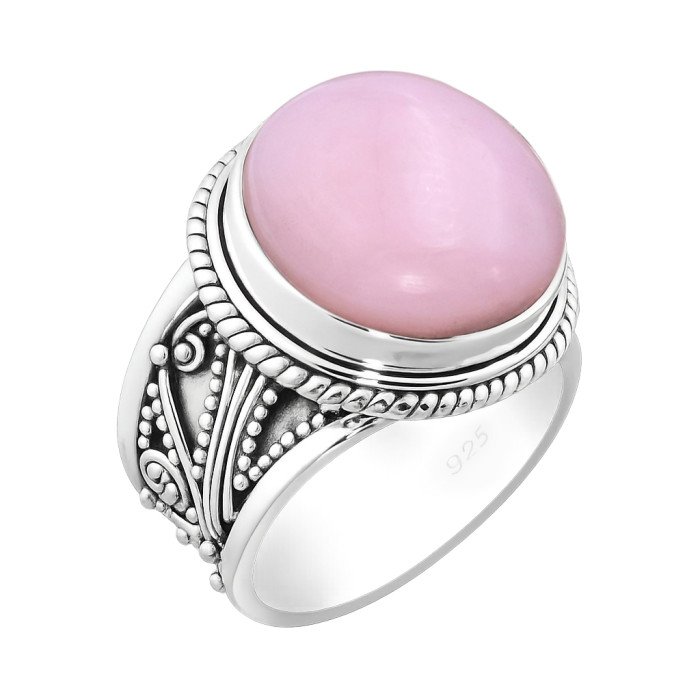 Pink Opal Ring Classic Solitaire Ring Natural Gemstone Ring
