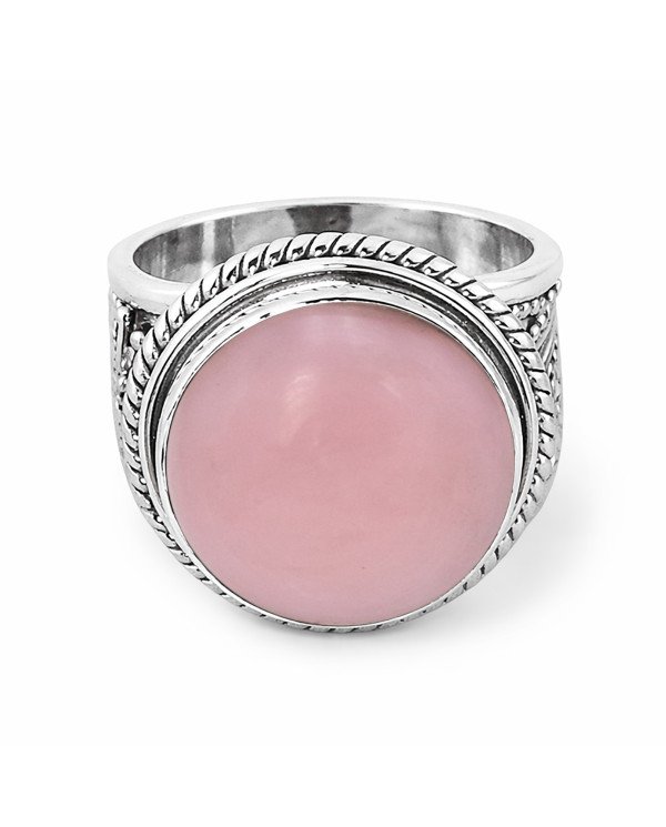 Pink Opal Ring Classic Solitaire Ring Natural Gemstone Ring
